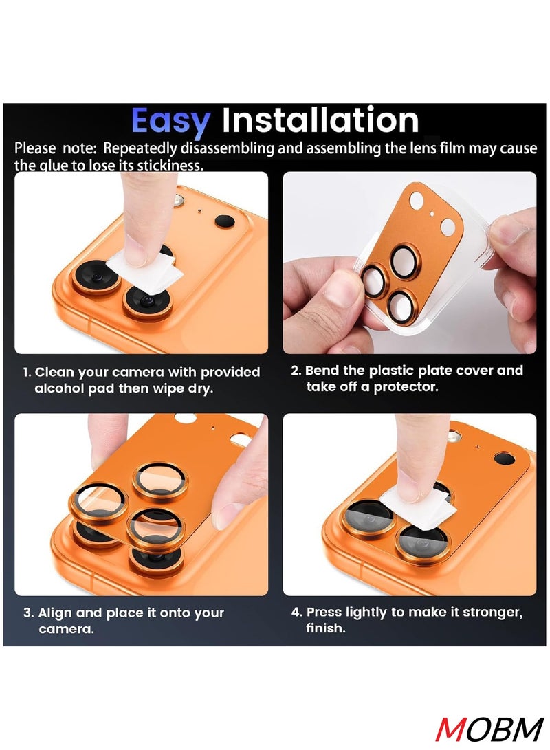 MOBM For iPhone 17 Pro Max Camera Protector Lens Cover Orange Pack of 2 - Image 4